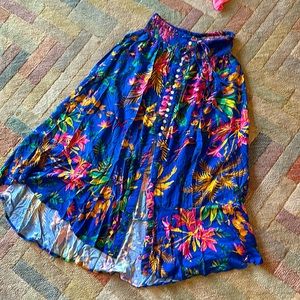 Rachel Zoe - size L blue midi skirt with elastic waist, buttons, and tie.